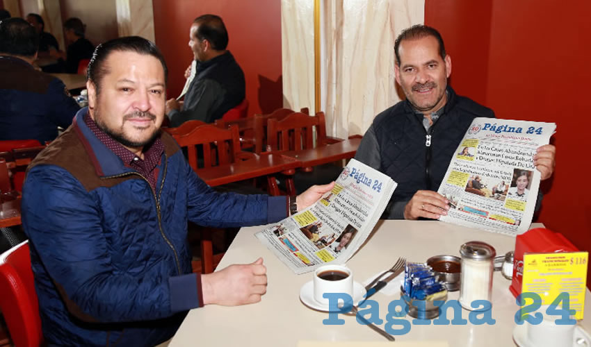 En el restaurante Mitla almorzaron Fernando Herrera Ávila, senador de la República, y Martín Orozco Sandoval, gobernador constitucional del Estado de Aguascalientes