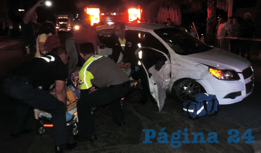 Tres de las cuatro víctimas se trasladaban en este vehículo Chevrolet Aveo