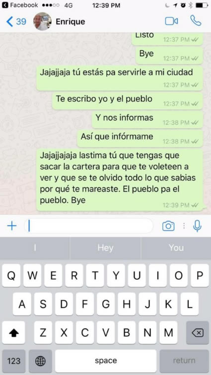 “Anexo screenshots de WhatsApp de Enrique Alfaro expresando lo poco que le importan las redes. Vamos viendo que tal funciona esta nueva manera de periodismo instantáneo”, fustigó María Fernanda