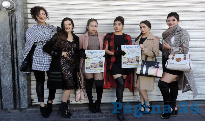 Las candidatas a reina de la feria de Villa Hidalgo, Jalisco: Sinahí, Nayeli, Bianca, Yareli I –la actual reina–, Jenny y Sandra, de visita en Aguascalientes, posaron para la lente de Página 24 El Mejor Periodismo Diario (Foto: Esteban Bonilla López)