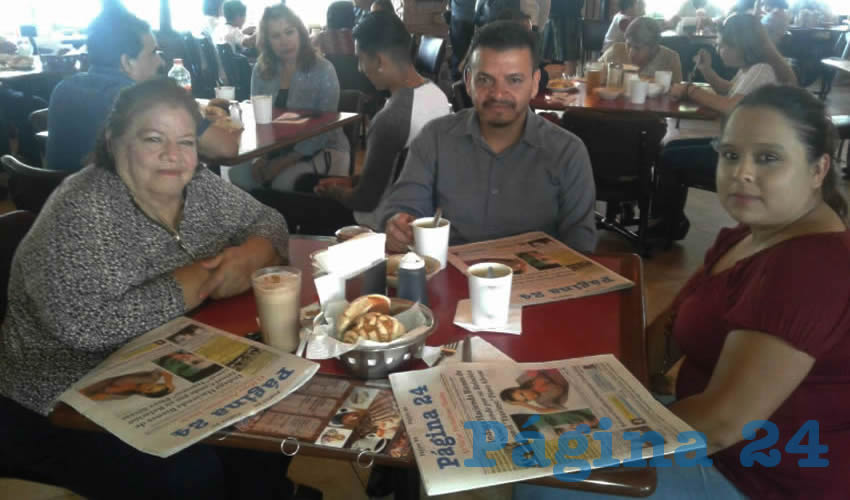 En el restaurante Las Antorchas desayunaron Elvira García Juárez, Enrique García y Claudia Zamarripa Morales