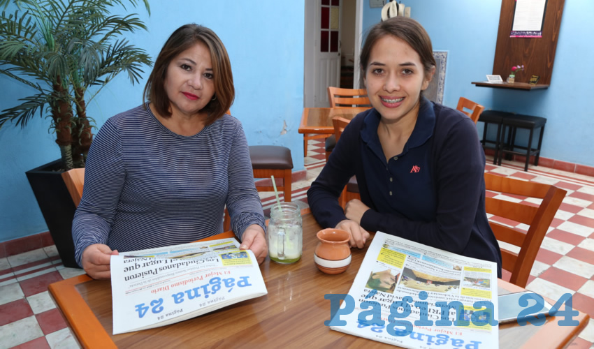 María de Jesús Villalpando Gómez y Mariel Durán Villalpando compartieron el pan y la sal en el restaurante Azul Catedral