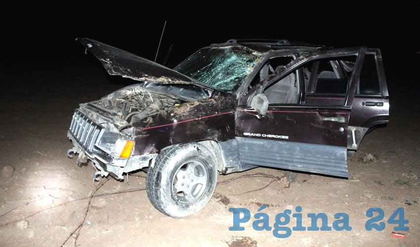 Destrozada, la camioneta en que se trasladaba el cuarteto