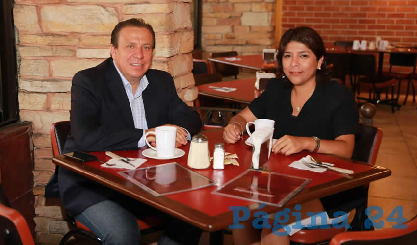 En Las Antorchas almorzaron Jaime Gallo Camacho, director del Instituto Municipal de Planeaci&oacute;n (Implan), y Mar&iacute;a Elena R&iacute;os, miembro del Consejo de Laicos