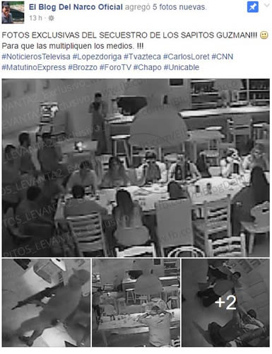 El fiscal de Jalisco, Eduardo Almaguer, reconoció que las fotografías (y el video) que circulan en las redes sociales sobre el momento del secuestro en el restaurante “La Leche” sí son reales y se investiga quién las filtró “de manera irresponsable”; añadió que no hay indicios de que Iván Guzmán esté entre los plagiados/Foto: Cortesía