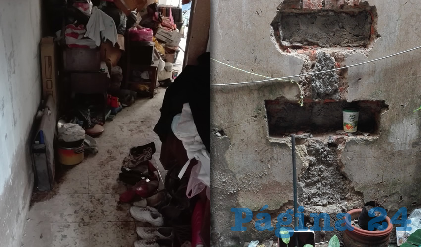 Cada lluvia, el nivel del agua sube hasta un metro y medio, sus casas están cuarteadas, perdieron el menaje y peligran sus vidas, todo a causa del deficiente drenaje que presenta su comunidad a raíz de la construcción de la línea 3 del tren ligero y de un edificio de departamento | La fuerza del agua está acabando con las paredes de varias fincas