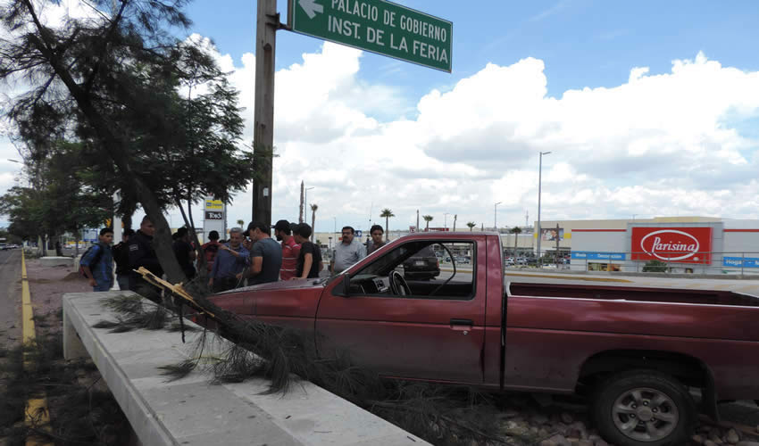 La camioneta subió al camellón central y se estampó contra un árbol el cual alcanzó a golpear a Fernanda “N” N”