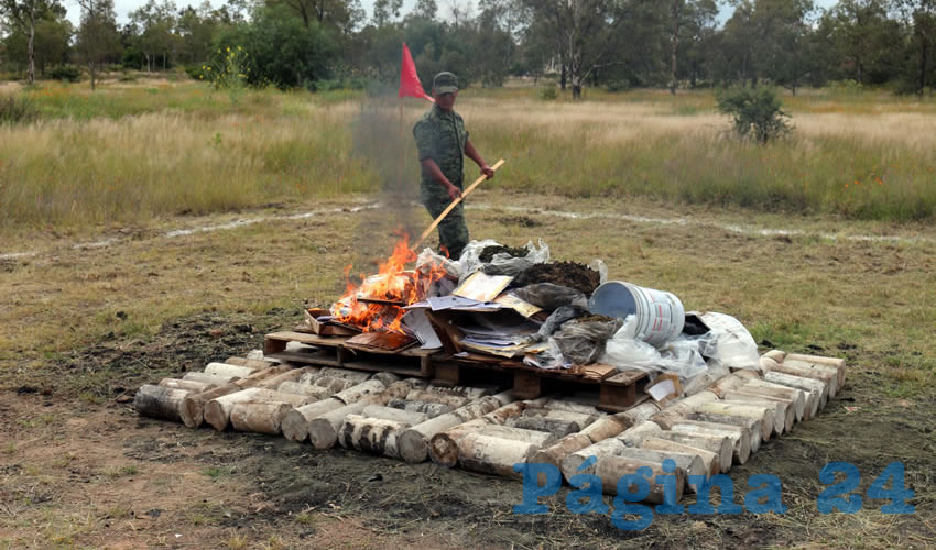 La destrucci&oacute;n se realiz&oacute; en la XIV Zona Militar