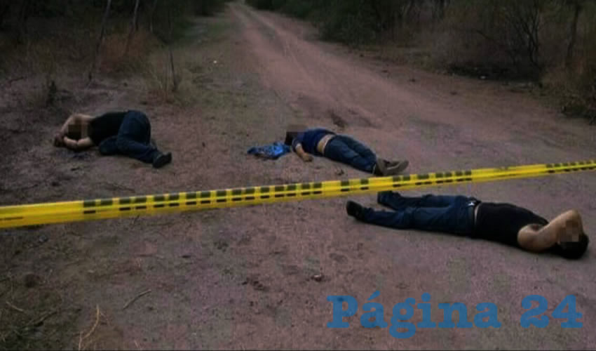 En una terracería fueron asesinados tres vendedores de drogas originarios de Rincón de Romos