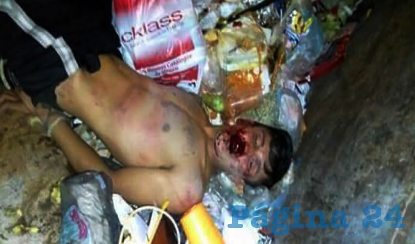 El pillo, tras recibir la tunda, fue arrojado a un contenedor de basura