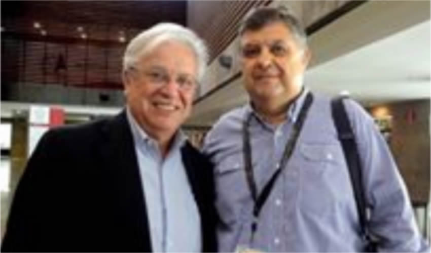 Oscar López Velarde (derecha) con Joan Closs, subsecretario general de la ONU