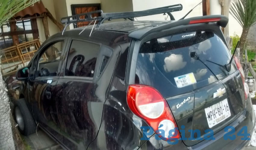 El autom&oacute;vil Chevrolet Spark que utilizaron en el robo