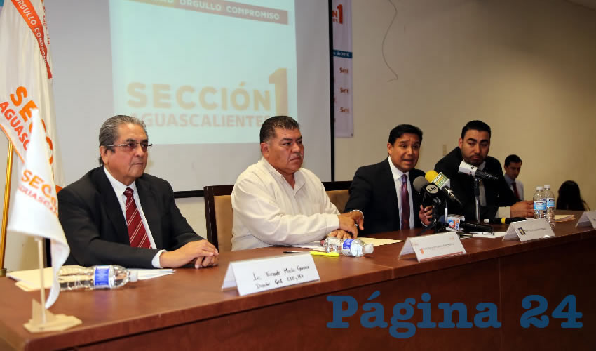 Rueda de prensa del IEA y del SNTE (Foto: Eddylberto Lu&eacute;vano Santill&aacute;n)
