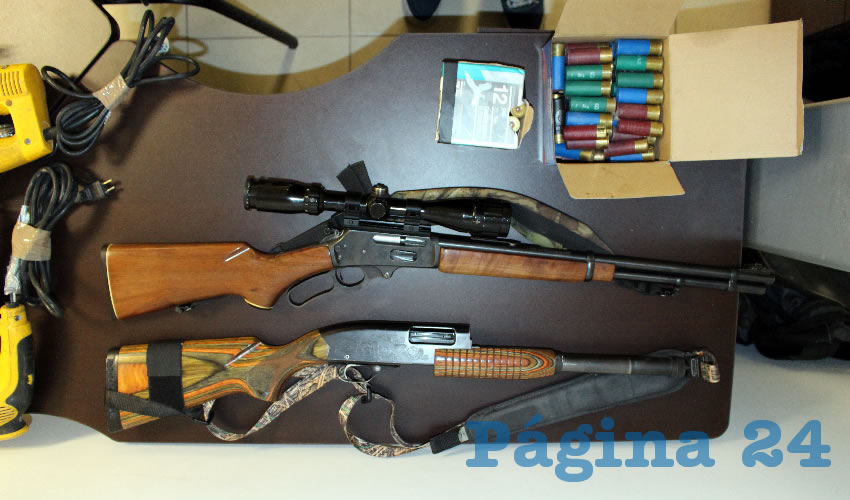 Parte del botín, dos armas y 87 cartuchos útiles