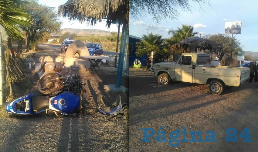 A la izquierda la jaca de acero que tripulaba Rafael de Loera Escalera y a la derecha la camioneta que se cruzó en su camino