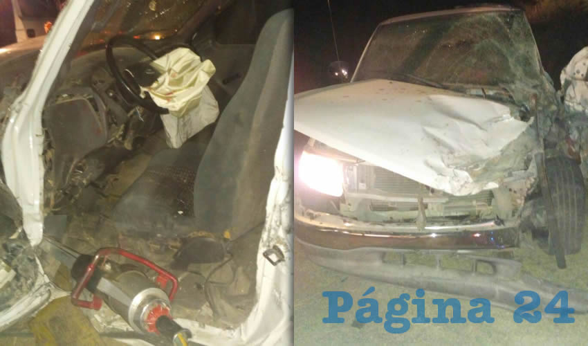 Los daños que sufrió la camioneta Ford blanca