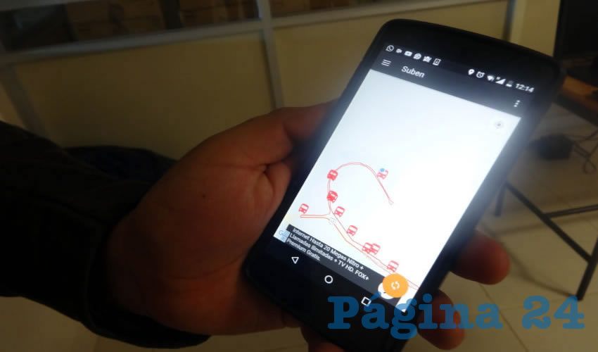 La aplicación móvil Suben está diseñada para sistema operativo Android. En ella se muestra un mapa con las diferentes líneas y rutas del transporte público. Fue programada de manera nativa en Java. “Programar de manera nativa es un poco más complicado, requiere de más trabajo, pero el porcentaje de error es mínimo, por lo que queda mucho mejor”.