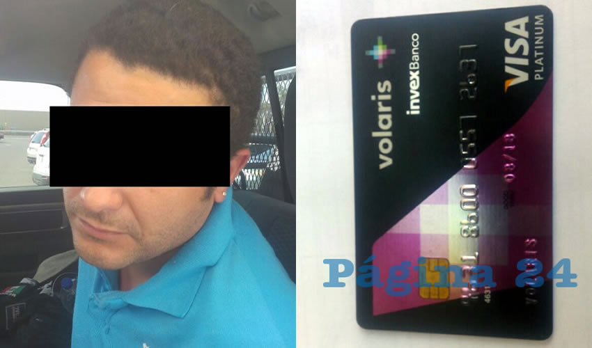 Manuel “N” “N” y el plástico con el que realizó compras por medio millón de pesos