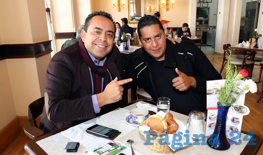En Sanborns Francia compartieron el pan y la sal Antonio Guerrero y Miguel Brice&ntilde;o Garc&iacute;a, empresarios