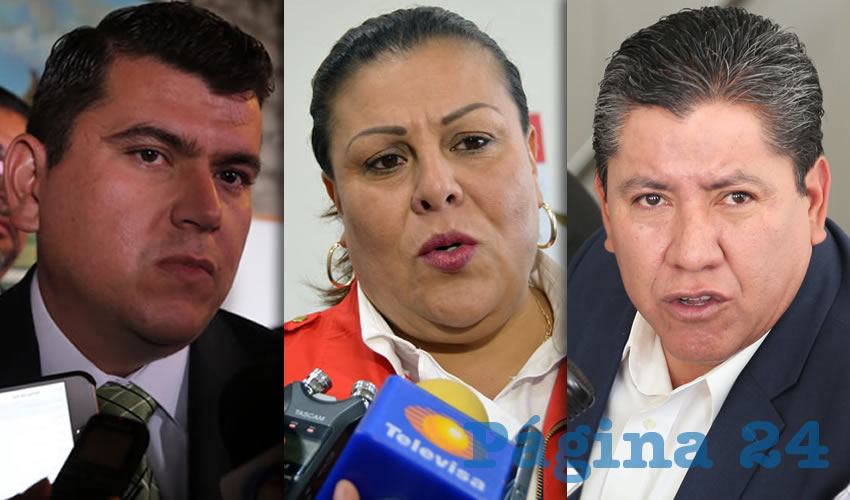 Ad&aacute;n Valdivia L&oacute;pez, alcalde de Calvillo | Norma Esparza Herrera, presidenta del PRI | David Monreal &Aacute;vila, senador de la Rep&uacute;blica