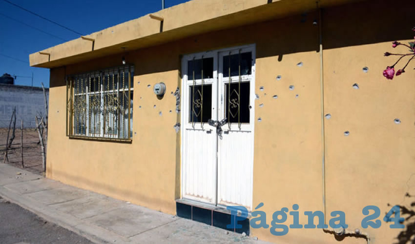 Vivienda rafagueada en Guadalupe, Zacatecas (Foto: Leonardo Garza/Apro)