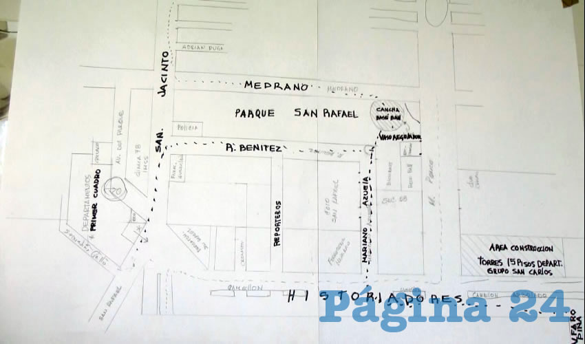 En Obras Públicas de Guadalajara apenas y se dignaron a darles un miserable croquis que señala los lugares por donde pasa la obra, sin que lo hayan socializado previamente entre los habitantes