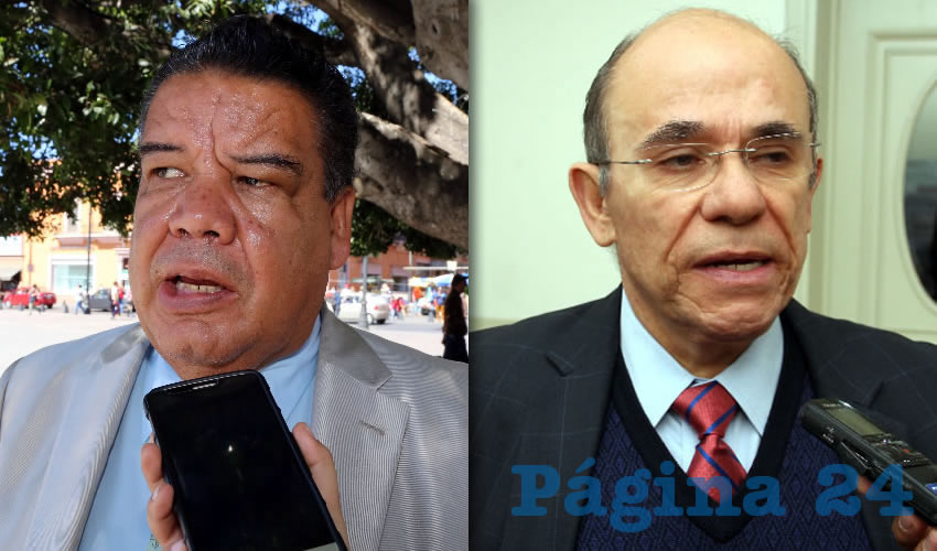 Francisco Flores Flores, coordinador del grupo Cimientos del Magisterio | Juan Fernando Palomino Topete, delegado del ISSSTE