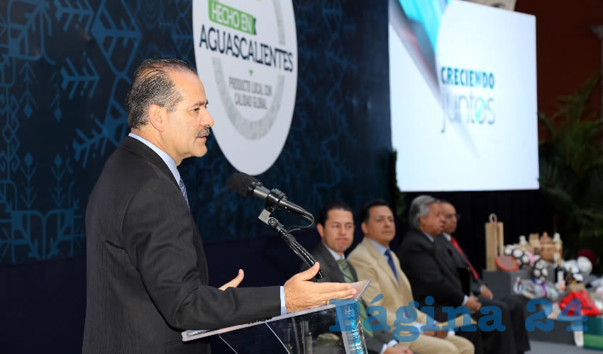 El gobernador del Estado, Mart&iacute;n Orozco Sandoval encabez&oacute; la presentaci&oacute;n del programa distintivo &ldquo;Hecho en Aguascalientes&rdquo;