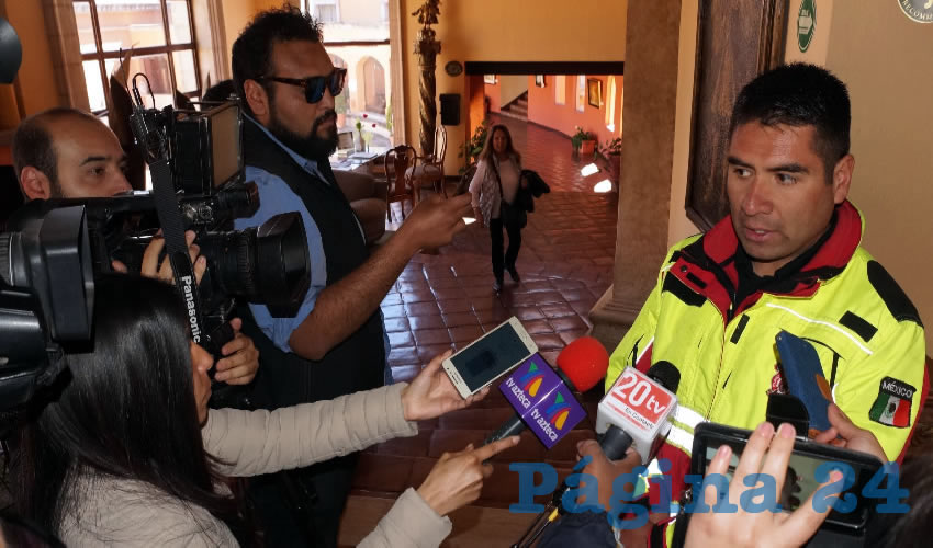 Moisés Cortez Solís jefe operativo de la Unidad Municipal de Protección Civil de Zacatecas: La semana pasada se brindó capacitación completa a todas las brigadas del hotel (Foto: Merari Martínez)