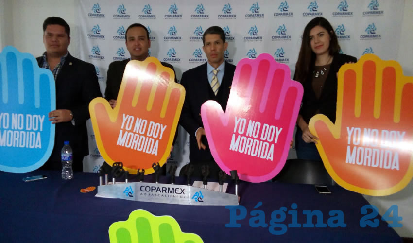Coparmex presenta la campa&ntilde;a &ldquo;Yo no doy mordidas&rdquo;, mediante la cual los j&oacute;venes empresarios de este centro empresarial buscan combatir la corrupci&oacute;n