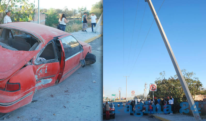 El autómovil Chevrolet Lumina quedó prácticamente destrozado | El poste estuvo a punto de caer