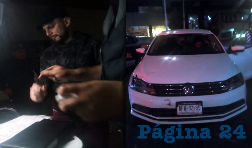 Este sujeto encubrió al borracho responsable del percance | El automóvil Volkswagen Jetta blanco, placas de circulación AFH-3285 que conducía peligroso ebrio