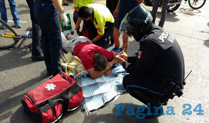 Param&eacute;dicos atendieron al pedalista Miguel &Aacute;ngel Pe&ntilde;aloza
