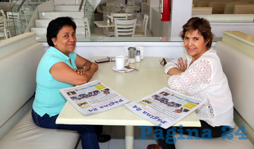 En el restaurante Del Centro compartieron el pan y la sal Alicia Suárez Garibay y Martha Esthela de Loera Hernández