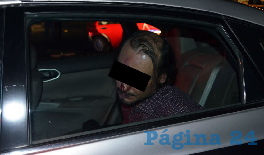 El borracho Jorge Enrique Juárez Rodríguez, tras ser detenido