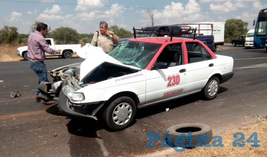 El taxi de Fresnillo, en el cual viajaba las siete v&iacute;ctimas