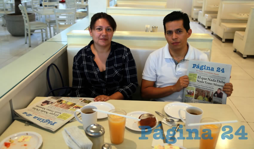En el restaurante Del Centro compartieron el pan y la sal Irais Pinedo Velázquez y Luis Zermeño Araiza