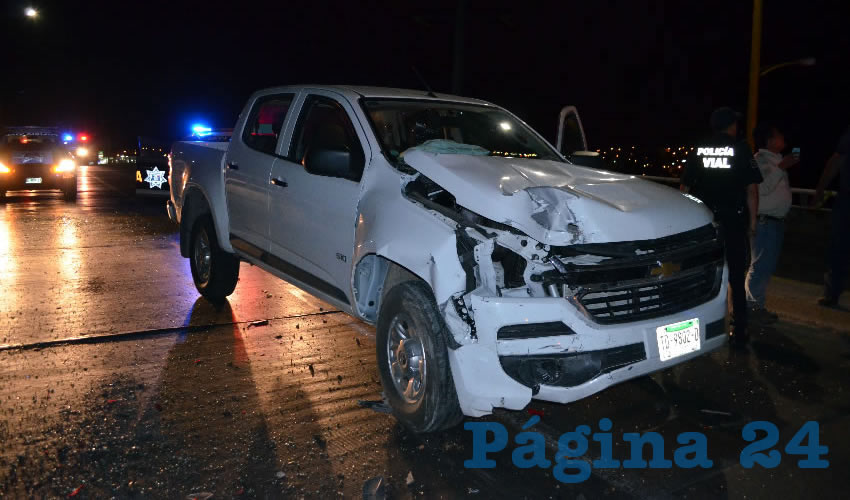 La camioneta Chevrolet S10 del ebrio Geovanni González Salazar, tras embestir a tres vehículos