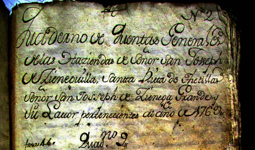 Primera foja del cuaderno número nueve de las cuentas generales de la Hacienda de Cieneguilla