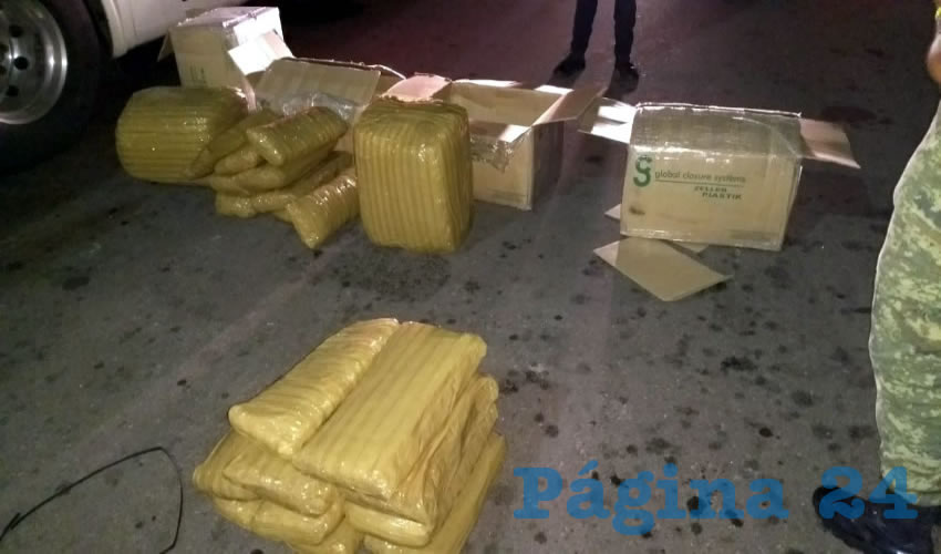 Ciento veinte kilos de mariguana fueron encontrados en un camión Futura, que tenía como destino Reynosa, Tamaulipas