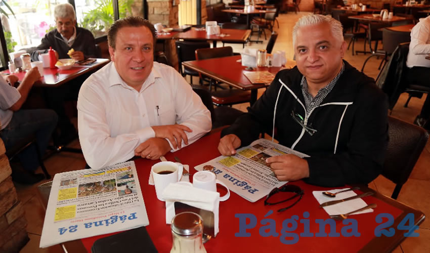 En Las Antorchas almorzaron Jaime Gallo Camacho, director del Instituto Municipal de Planeación (Implan); y Carlos Hernández Velasco