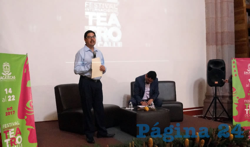 Autoridades del Instituto Zacatecano de Cultura (IZC) “Ramón López Velarde” dieron a conocer los pormenores de la edición 2017 del Festival de Teatro de Calle, que este año se desarrollará del 14 al 22 de octubre. (Foto Merari Martínez Castro)