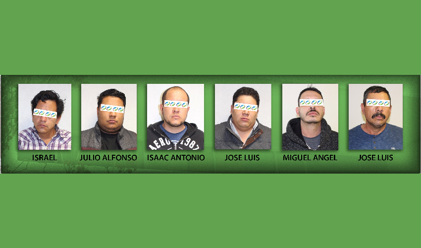 Las fotografías, previamente manipuladas por la Fiscalía General del Estado, de los extorsionadores arrestados el pasado martes