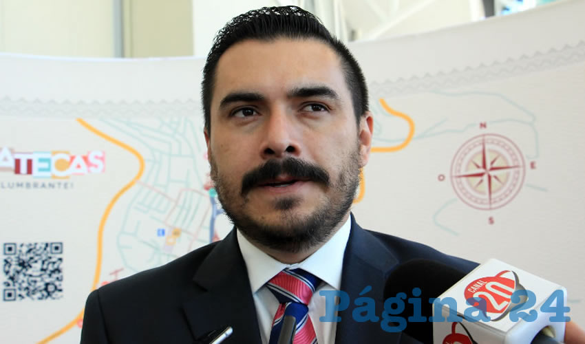 Joshua Mendoza Jasso, secretario de desarrollo económico y turismo del ayuntamiento de Zacatecas (Foto Merari Martínez)