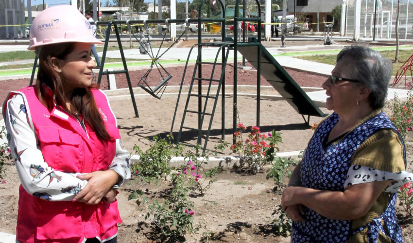 El parque fue equipado con 11 aparatos ejercitadores, cuatro de ellos enfocados especialmente a personas con discapacidad motriz