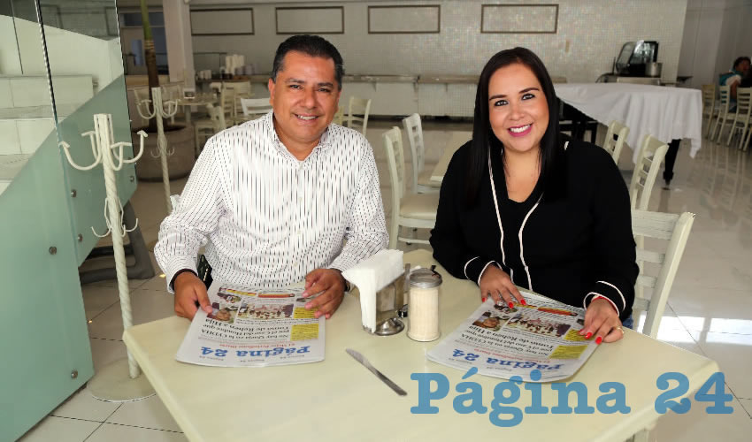 En el restaurante Del Centro almorzaron Enrique Juárez Ramírez, presidente del Comité Directivo Estatal del PRI; y Miriam Dennis Ibarra Rangel, secretaria general del PRI