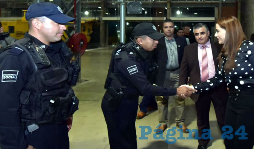 Tere Jim&eacute;nez, sostuvo una reuni&oacute;n con elementos y personal de la Secretar&iacute;a de Seguridad P&uacute;blica Municipal de Aguascalientes