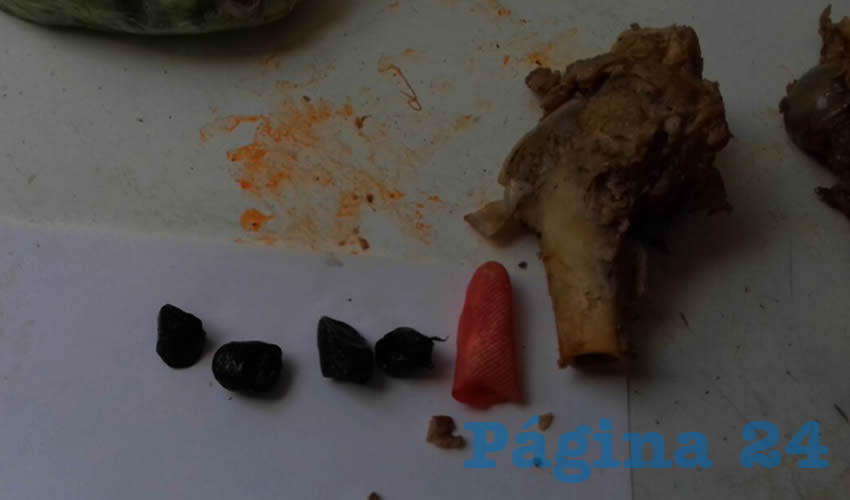 La droga que había sido escondida en unos de los huesos del platillo caldoso