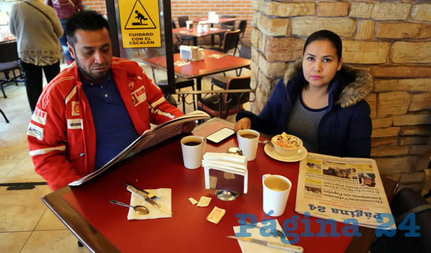 En Las Antorchas almorzaron Jesús Espinosa González y Cinthia Palafox Rodríguez, que nos visitan del Estado de México