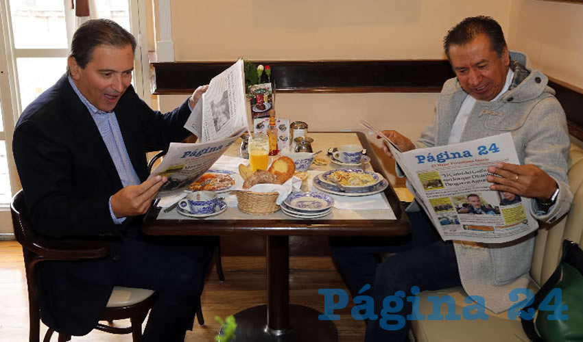 En Sanborns Francia almorzaron Luis Armando Reynoso Femat, exgobernador de Aguascalientes; y Sergio Augusto López Ramírez, diputado local por el Partido Verde Ecologista de México